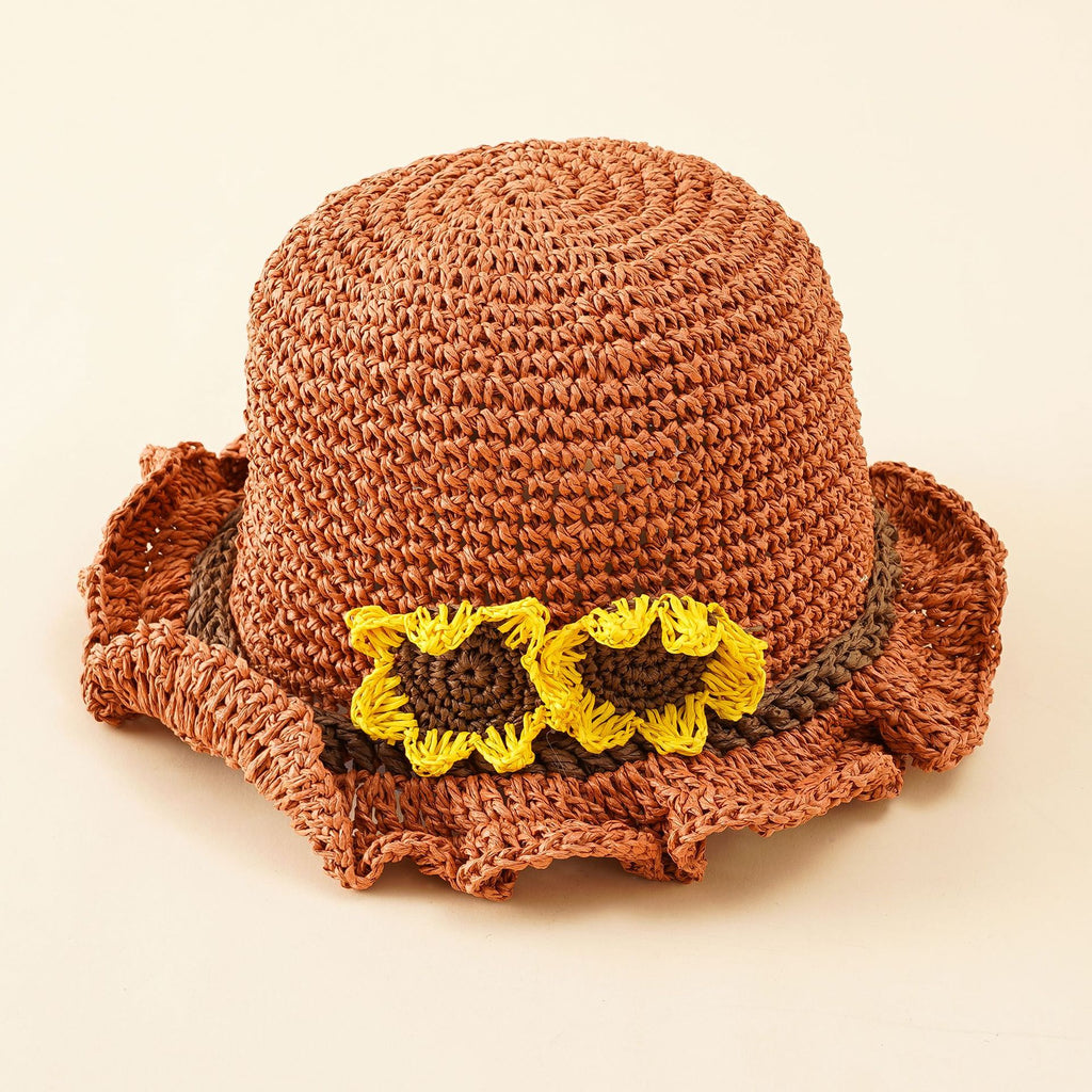 Damen Strohhut mit verspieltem Sonnenblumen-Applikationen WW