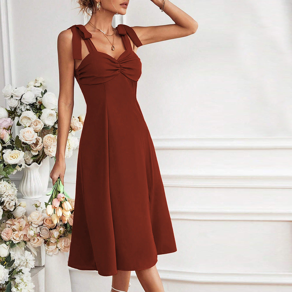 Damen elegantes Midikleid mit raffinierten Bindebändern W&W Mode