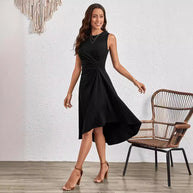 Damen Midi-Kleid mit asymmetrischem Schnitt und schmeichelnder Drapierung WW