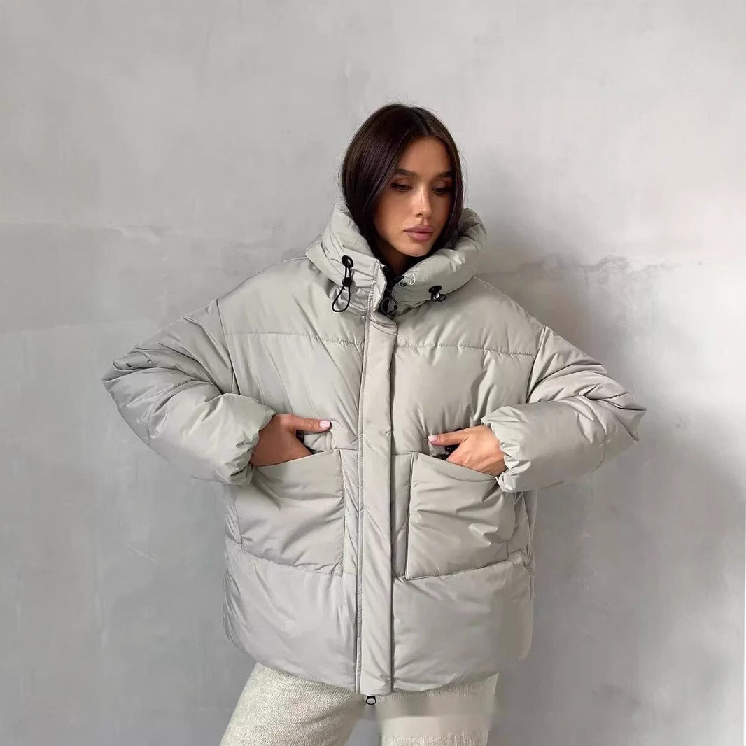 Damen Sportliche Winterjacke mit hohem Kragen und praktischen Taschen WW