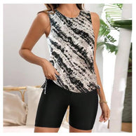 Damen Sportliches Tankini-Set mit verstellbaren Shorts WW