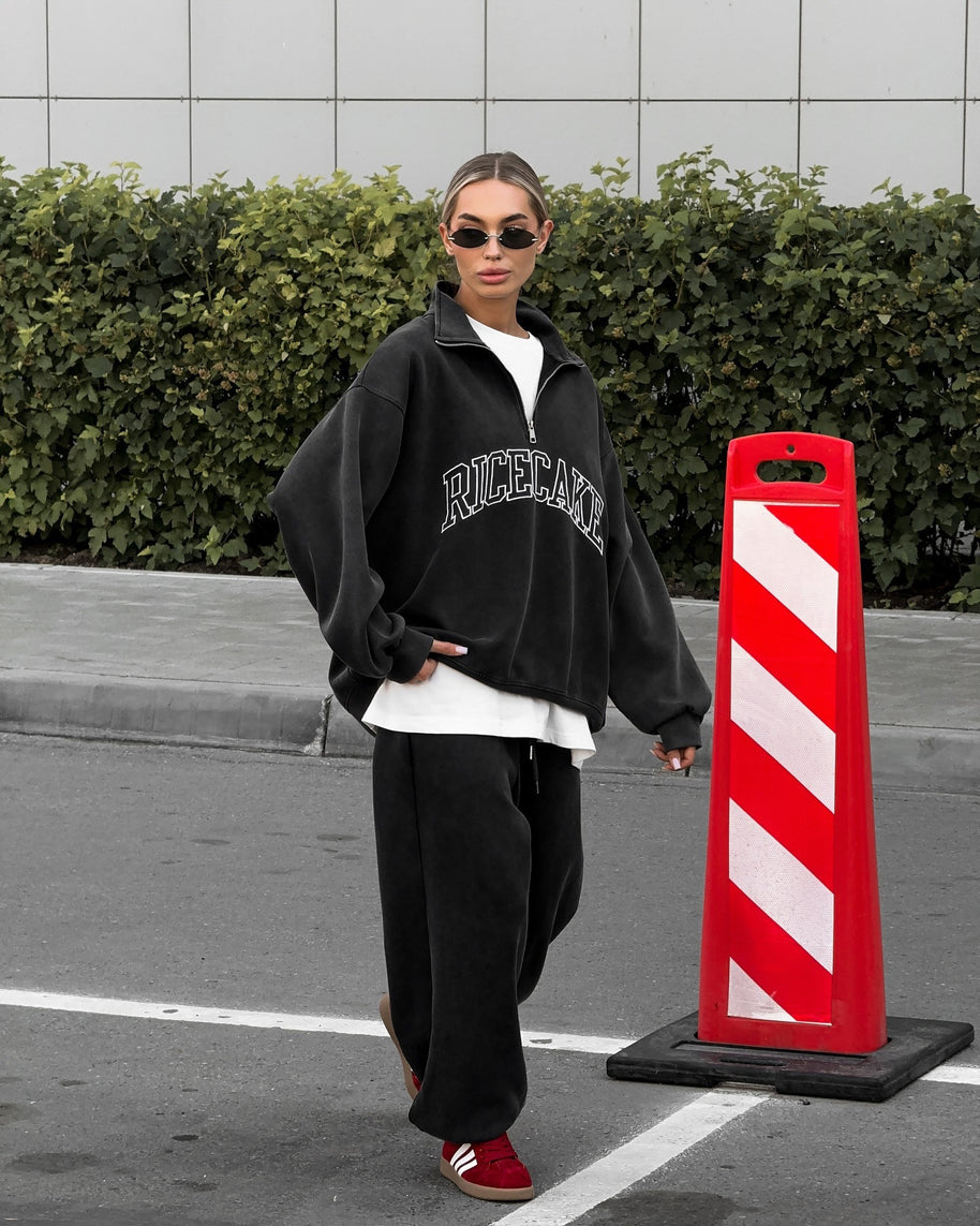 Damen bequemer Oversized Sweatpullover mit hochwertigem Reißverschluss und lässigem Schnitt WW