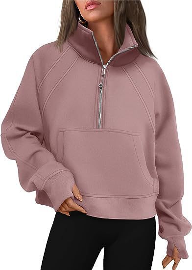 Damen Sportlicher Hoodie mit hohem Kragen WW