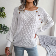 Damen Strickpullover mit tiefem Rundhalsausschnitt und strukturiertem Zopfmuster WW