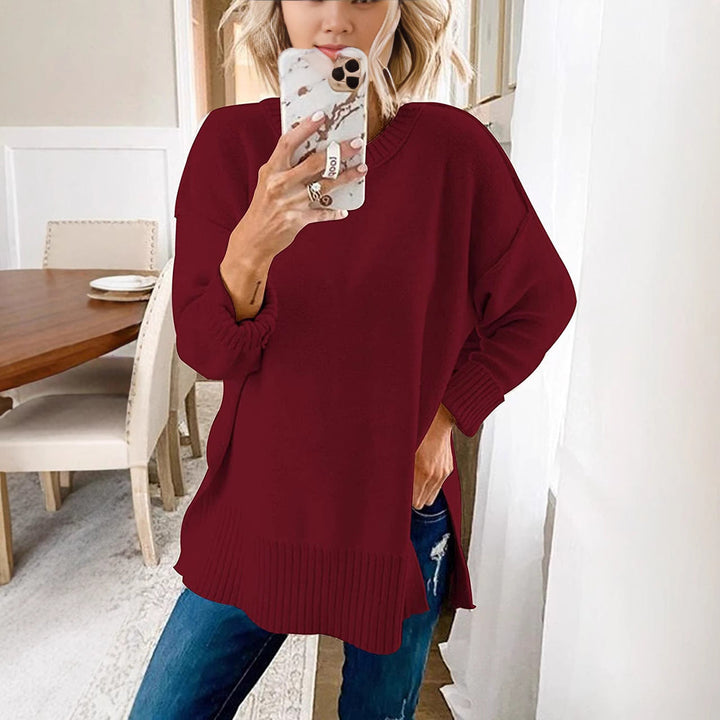 Damen lässiger Pullover mit asymmetrischem Saum und strukturiertem Rippdesign W&W Mode