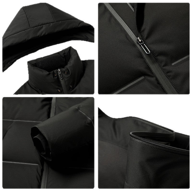 Herren Daunenjacke mit abnehmbarem Kapuzenkragen und wasserabweisender Oberfläche WW