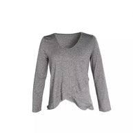 Damen Raffiniertes V-Ausschnitt Oberteil mit asymmetrischem Saum WW