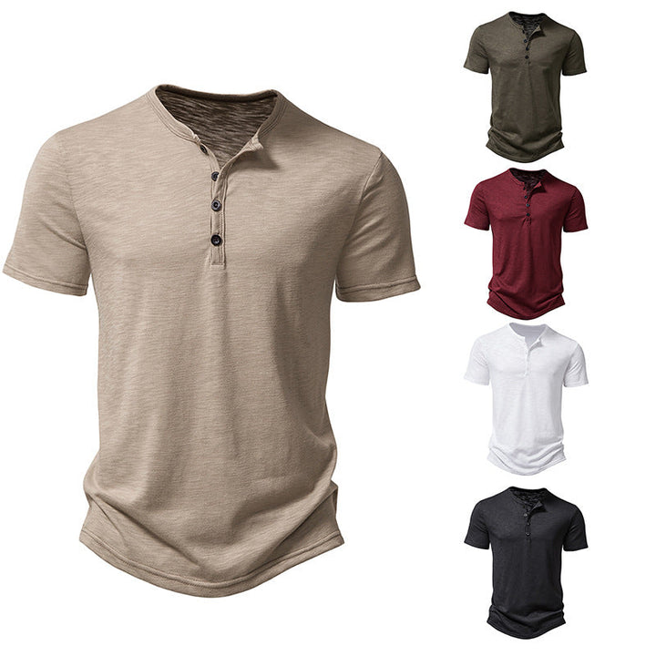 Herren Relaxed Fit Kurzarm Henley-Shirt W&W Mode