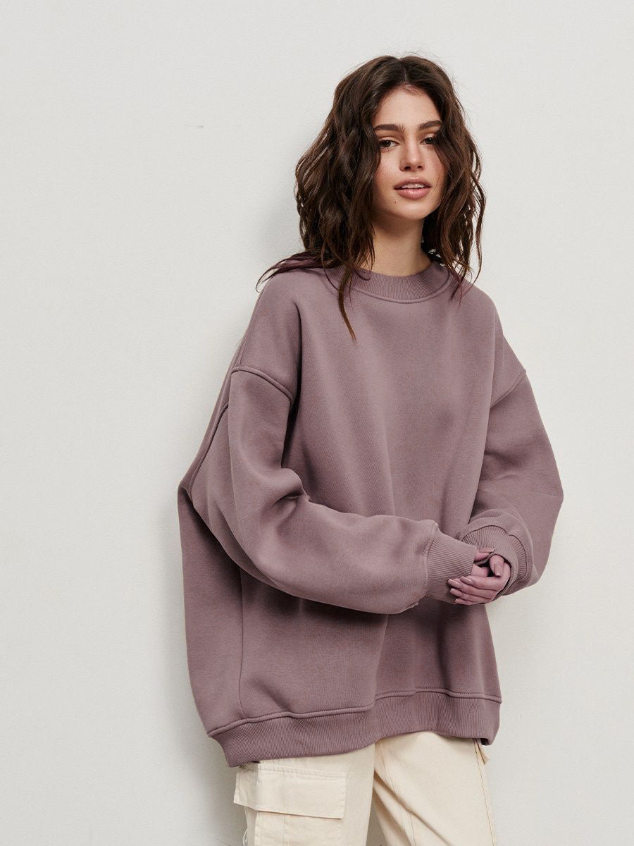 W&W Mode | Damen Lockere Rundhals-fleece-sweatshirt