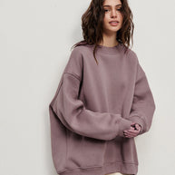 WW | Damen Lockere Rundhals-fleece-sweatshirt