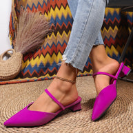 Damen Slingback Spitzen Einlage Ballerinas mit Blockabsatz WW