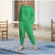 Damen Sportliches Sweat-Outfit mit elastischem Bund und geräumigen Taschen WW