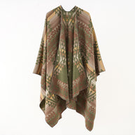 Damen Geometrischer Überwurfponcho mit warmem Material und trendiger Musterung WW