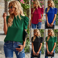 Damen Elegantes Oberteil mit gerafften Puffärmeln WW
