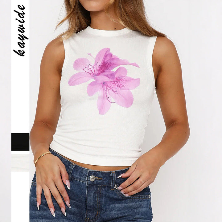 Damen Crop-Top mit floralem Print und figurbetontem Schnitt W&W Mode