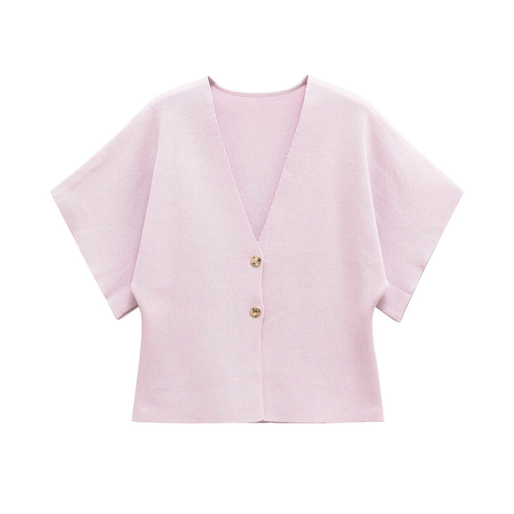 Damen leichte Strickjacke mit elegantem V-Ausschnitt und luxuriösen Knopfdetails W&W Mode