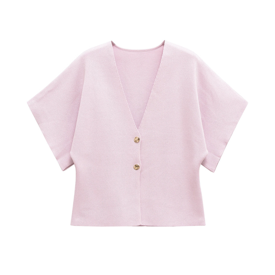Damen leichte Strickjacke mit elegantem V-Ausschnitt und luxuriösen Knopfdetails WW