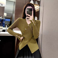 Damen Strickjacke mit asymmetrischem Schnitt und dekorativen Knöpfen WW