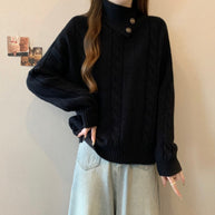 Damen Strickpullover mit Stehkragen und Zopfmuster WW