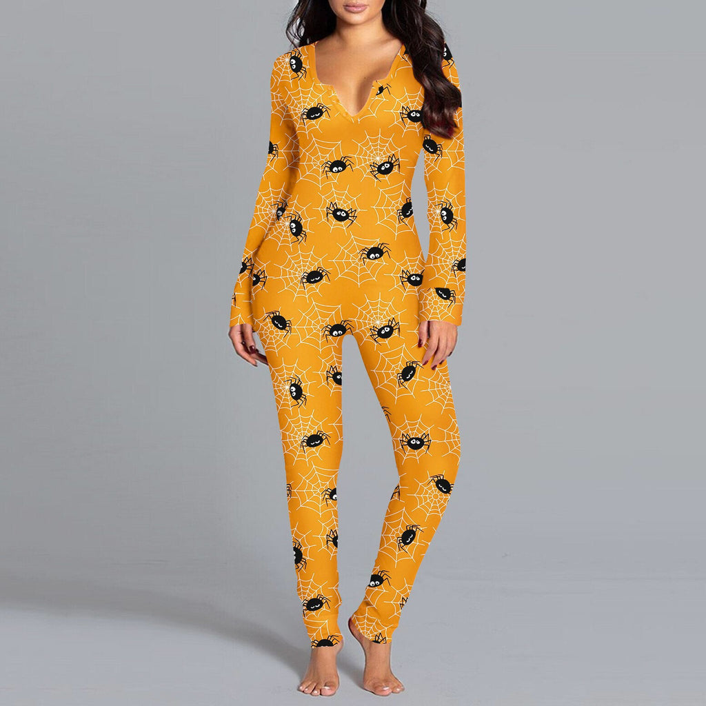 Damen Langarm Halloween-Themen Onesie Pyjama Set WW