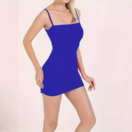 Damen figurbetontes Minikleid mit verstellbaren Trägern und Raffung WW