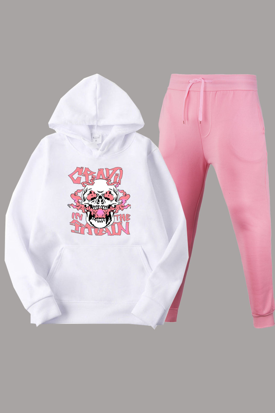 Damen sportliches Hoodie mit kreativen Grafiken und lässigen Jogginghosen WW