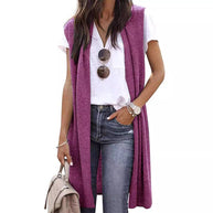 Damen offene Strickjacke mit lässigem Schnitt und langen Seitenpartien WW
