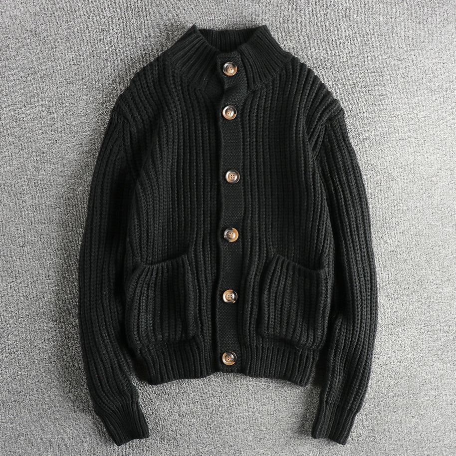 Damen Strickjacke mit großen Taschen und Knopfverschluss WW