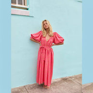 Damen Sommerkleid mit Puffärmeln und goldenen Details WW