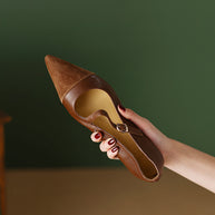 Damen Slingback Ballerinas mit klassischem Riemchen und spitzem Design WW