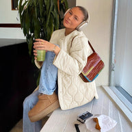 Damen Steppjacke mit großen Taschen und Rundhalsausschnitt WW