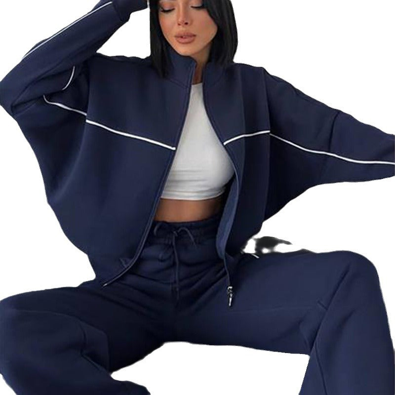 Damen Sportliches Wohlfühl-Set mit hohem Kragen und weitem Schnitt WW