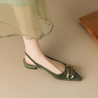 Damen Slingback Ballerinas mit eleganter Schnalle und spitzem Design WW