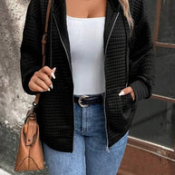Damen gemütliche Kapuzenjacke aus strukturiertem Material WW