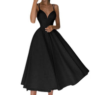 Damen A-Linien Kleid mit V-Ausschnitt und trägerlosem Design WW