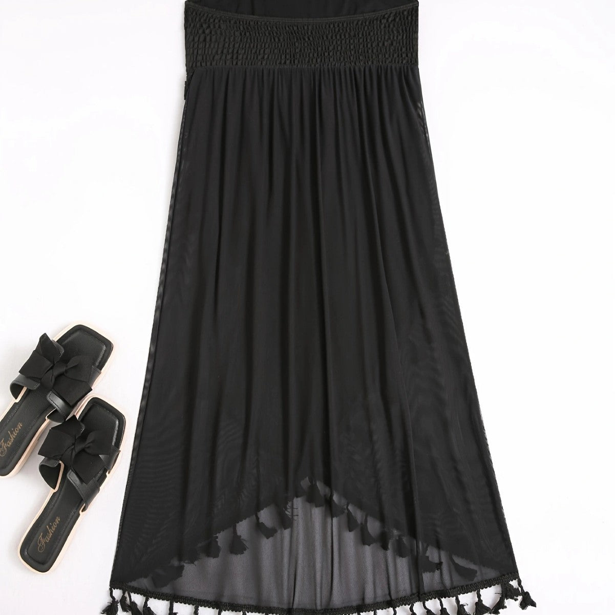 Damen Strandkleid mit raffiniertem Volant und elastischen Anpassungen WW