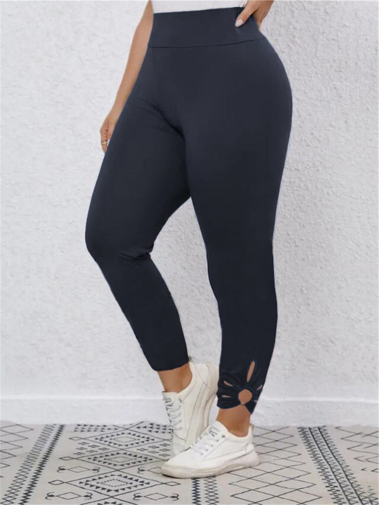 Damen Sportliche Leggings mit dekorativen Cut-Outs und hohem Bund WW