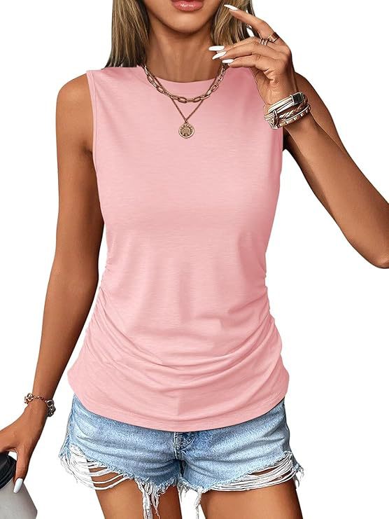 Damen ärmelloses Shirt mit modischem Raffungseffekt und hochwertigem Stoff WW