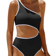 Femme Ein-Schulter Cut-Out Einteiler Badeanzug WW