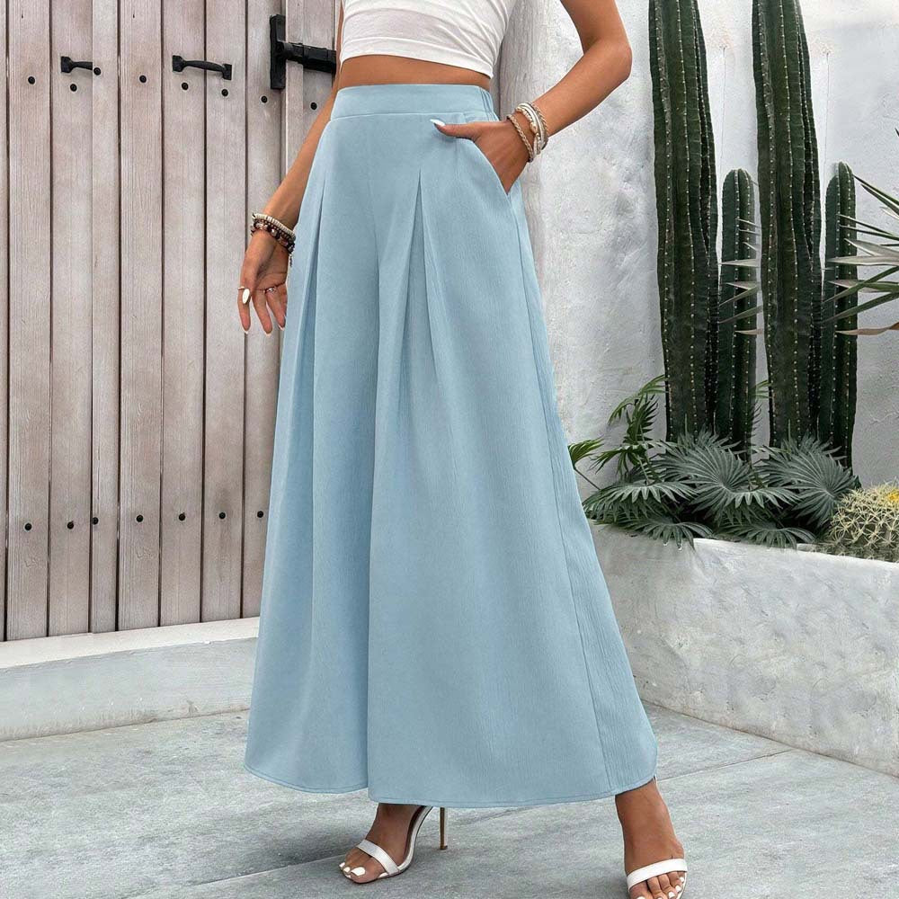 Damen weite Palazzo-Hose mit eleganten Falten und hohem Bund W&W