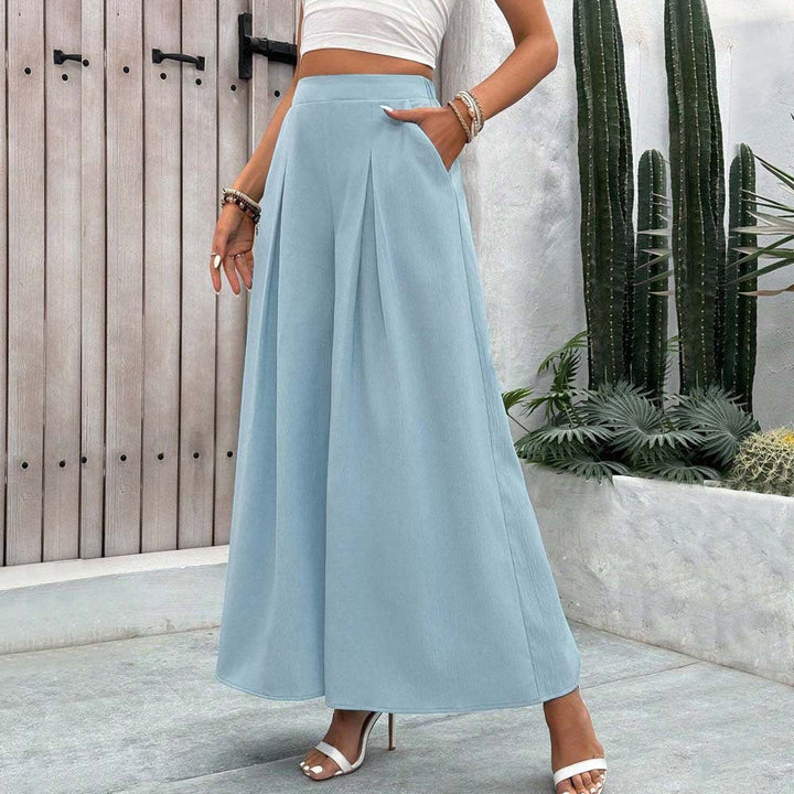 Damen weite Palazzo-Hose mit eleganten Falten und hohem Bund W&W Mode