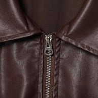 Damen modische Kunstlederjacke mit breiten Ärmeln und praktischen Taschen WW