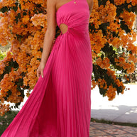 Damen Maxikleid mit raffiniertem Faltenwurf und asymmetrischem Design WW