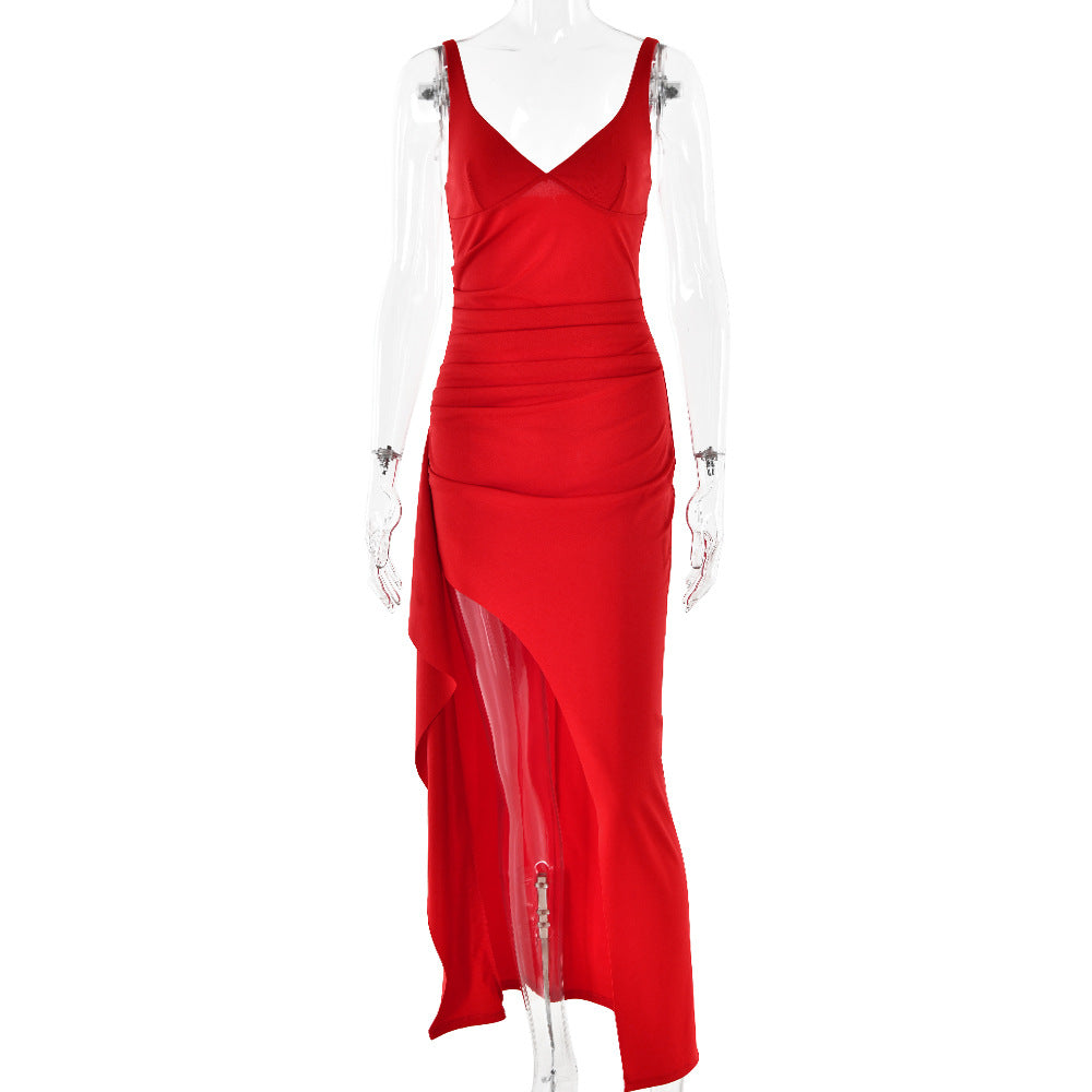 Damen Elegantes Maxikleid mit asymmetrischem Saum und figurbetonter Passform W&W