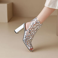 Damen Statement Transparente Stiletto Stiefeletten WW