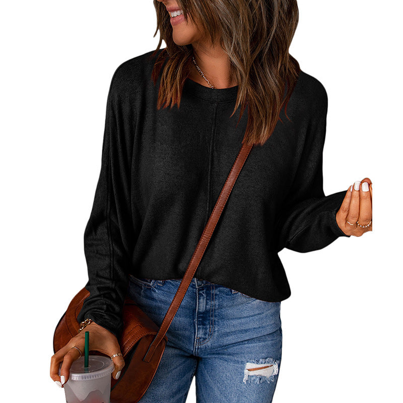 Damen lässiges Sweatshirt mit weitem Schnitt und strukturiertem Material WW