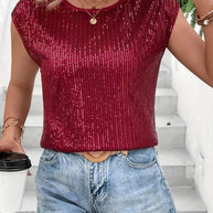 Damen Glitzerndes Oberteil mit lässigem Schnitt WW