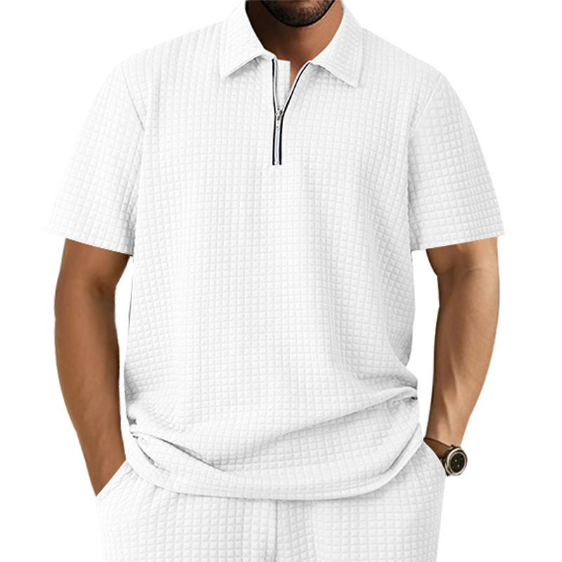 Herren Polo-Shirt mit innovativem Strukturdesign und halbem Reißverschluss WW