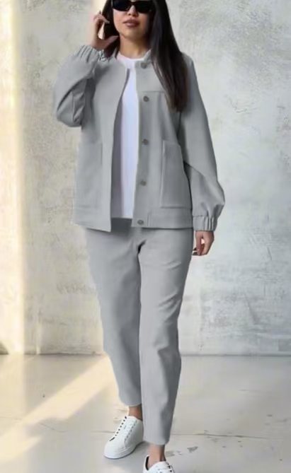 Damen Sportliche Freizeitjacke und bequeme Hose Set WW