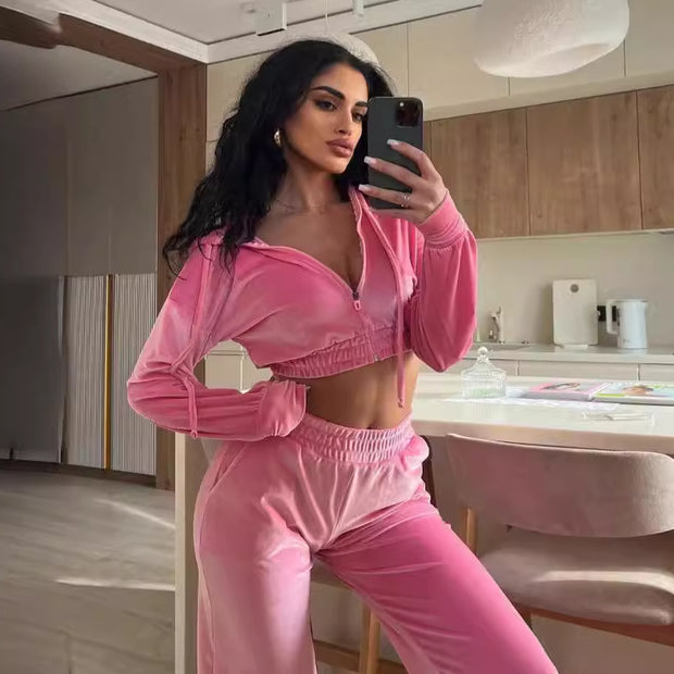 Damen sportliches Fleeceset mit hoher Taille WW